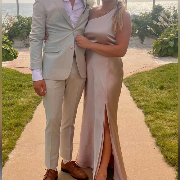 BIRDY GREY taupe Kira dress in satin - Picture 7 of 7